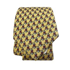 Vineyard Vines Anchor Nautical Rare Red Bow Silk Necktie Youth Yellow 49" USA
